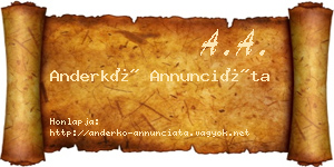 Anderkó Annunciáta névjegykártya